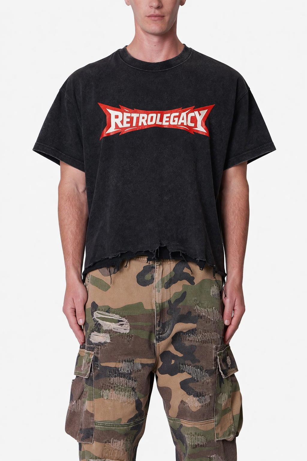 Retro Boxy Distressed Logo Tee